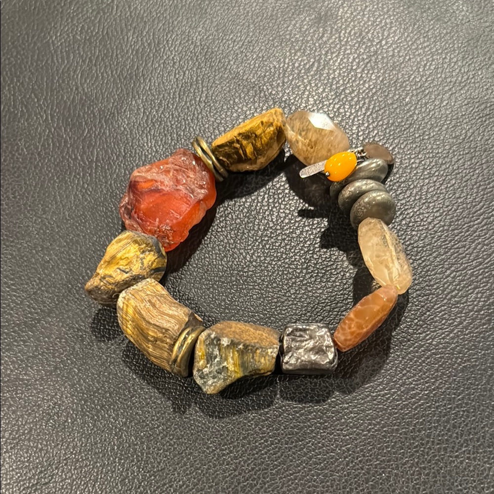 Silpada Red and Orange Asymmetrical Stone Bracelet